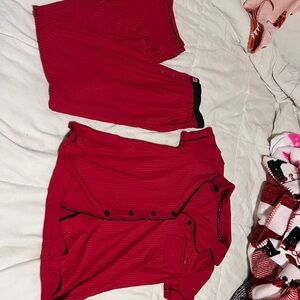 Chic Red Button-Up Pajama Set